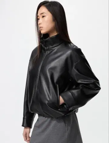 유니클로 코팅 오버사이즈 블루종 M