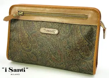 i santi 클러치백 페이즐리 무늬 천연 가죽 이탈리아제 빈티지