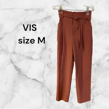 VIS 벨트 디테일 턱 와이드 팬츠 살몬 핑크 허리 개더