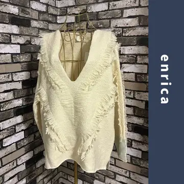 미사용 enrica 엔리카 프린지 V넥 스웨터