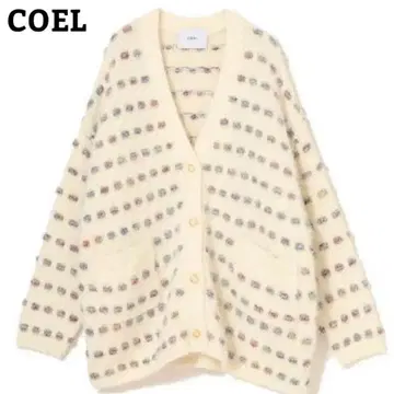 COEL 라메 주얼 빅 가디건