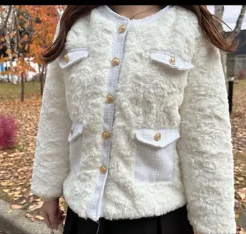 골드 버튼 퍼 자켓 nugu  아우터 GRL SHEIN