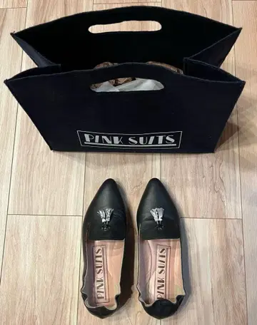 일본제 신발 PINK SUITS 블랙 플랫슈즈 35