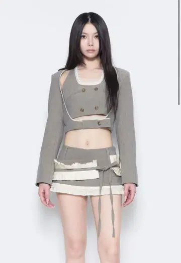 THEREDTHREAD [ S lace trim suit skirt ]