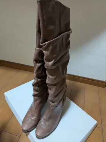 천연 가죽 롱 부츠