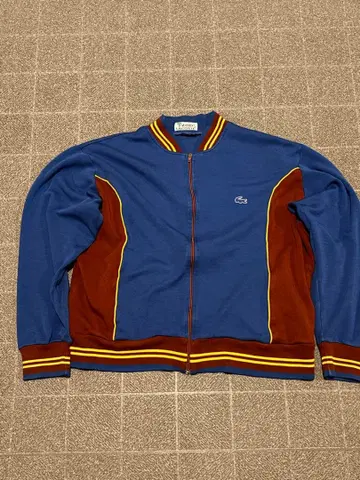 LACOSTE 스트라이프 옷깃 나일론 자켓 실 감는 택 70s