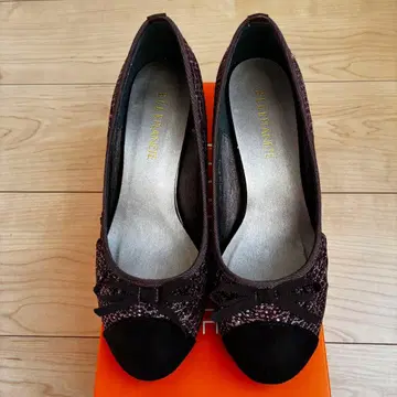 [ 새상품급 ] ELLE PLANETE 트위드 리본 펌프스 23.0cm