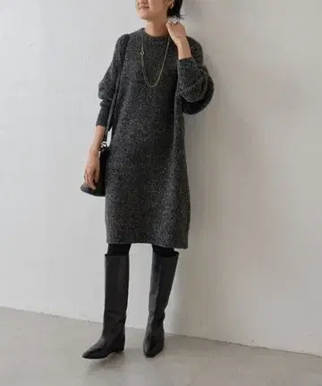 MIX 니트 래글런 원피스