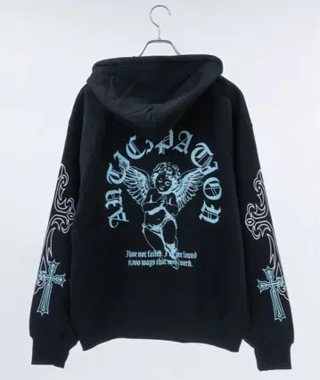 bike start 엔젤 프린트 풀 집업 후드티 백프린트