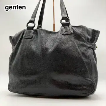 컨디션 최상 genten 토트백 비즈니스 블랙 고트 누메 가죽 대용량