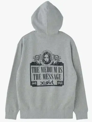 x-girl 후드 부착 집업 후드티 그레이