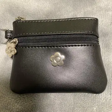 MARY QUANT 데이지 메탈 2 지퍼 파우치 미니 미니 블랙 새상품