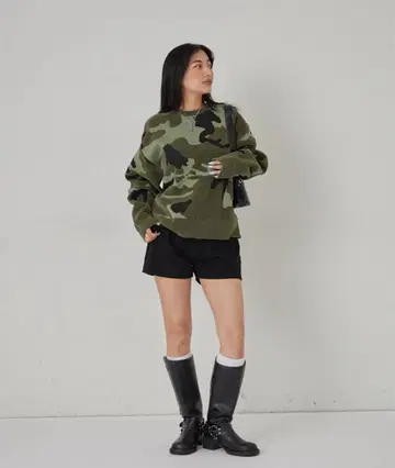 카모플라쥬 패턴 오버 사이즈 맨투맨