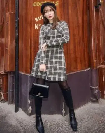 Her lip to / Pantheon Checked Knit Dress