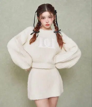 다리치 퀼팅 로고 니트 셋업