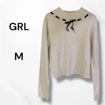 GRL 리본 디자인 니트탑 M 베이지