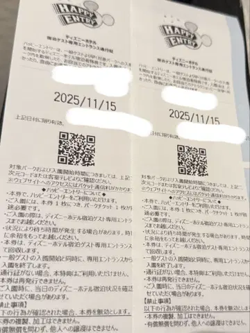 해피 응모 랜드 11/15 디즈니 2매