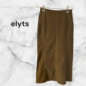 elyts 엘리츠 스트레치 롱 스커트 백 슬릿 카키