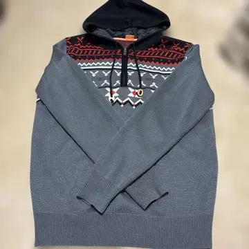 기하학 패턴 후디 M 사이즈 그레이/블랙