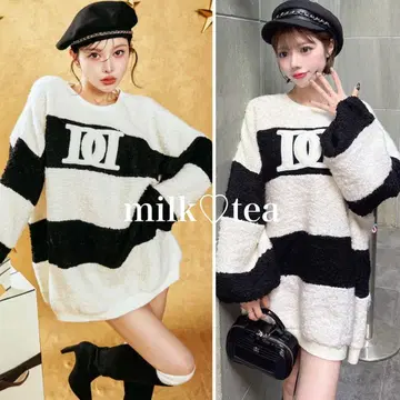 택 포함 새상품 다리치 보더 아플리케 부클레 상의 믹스