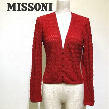 새상품급 MISSONI 레드 울 100% 가디건 이탈리아제