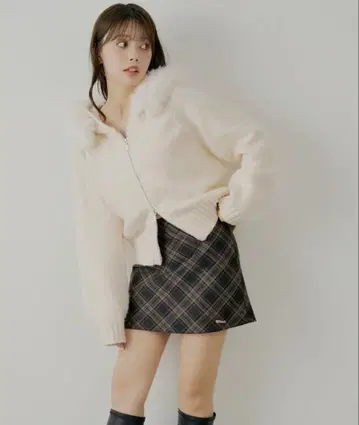 [택 포함] chico 2way 레이어드 체크 박스 타이트 미니 스커트
