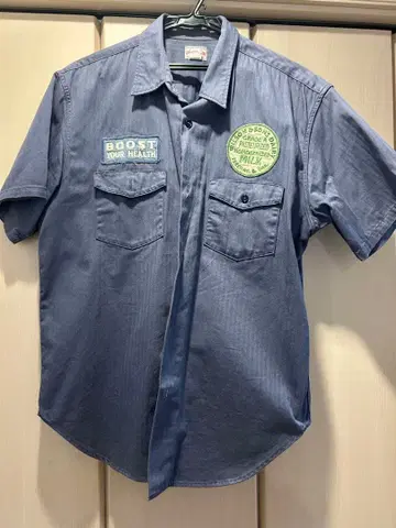 JOE McCoy 조 마코이 헤링본 와펜 반팔 셔츠