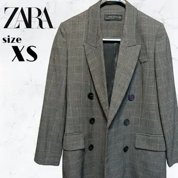 ZARA 그레이 계열 체크 더블 브레스트 자켓 XS