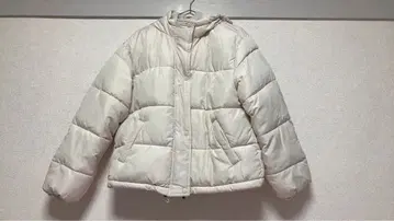 화이트 후드 부착 숏 기장 다운 자켓 M