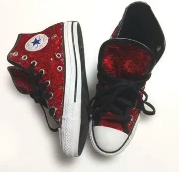 미사용 24cm 컨버스 하이컷 스팽글 스니커즈