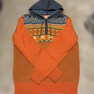 푸마 기하학 패턴 오렌지 후디 M 사이즈