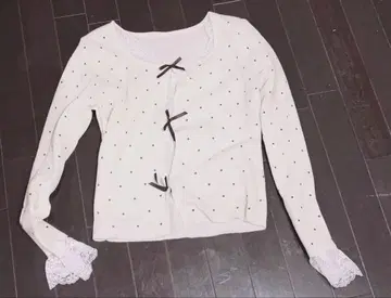 화이트 도트 무늬 가디건