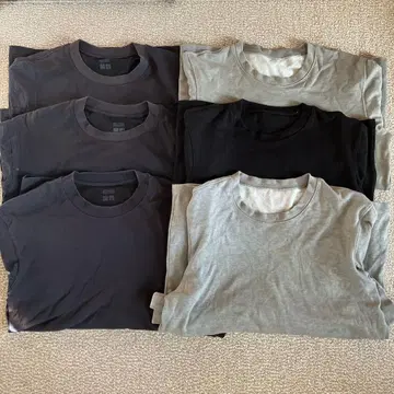 [ 총 6벌 ] 유니클로 히트텍 크루넥 티셔츠