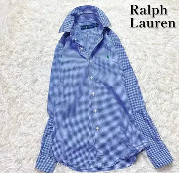 랄프 로렌 현행 코튼 셔츠 깅엄 체크 포니 자수 L 상당 새상품급