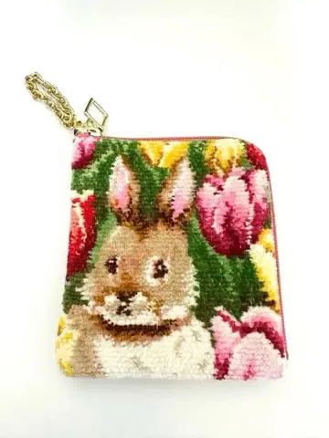 미사용 하자품 FEILER x 코스메 주방 튤립 토끼 스퀘어 파우치