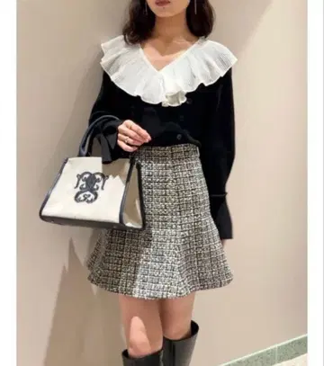 snidel Sustainable 쉬폰 플리츠 컬러 니트 풀오버