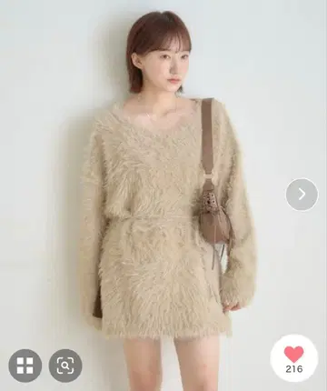 mline 초커 샤기 니트