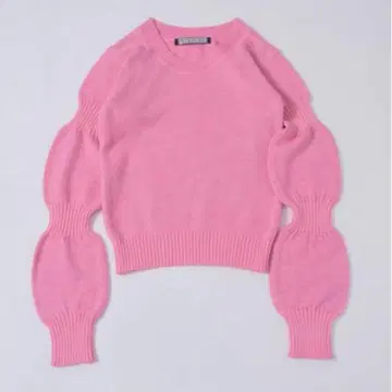 musubore puff puff sleeve knit pink