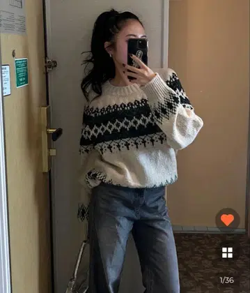 노르딕 무늬 니트 스웨터