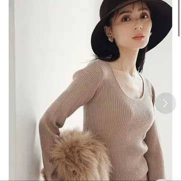 anuans 리브 베이지 니트탑