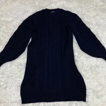 울 100% 폴로 랄프로렌 네이비 니트 튜닉 원피스 긴팔