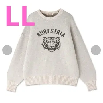 시마무라 MARIE 호랑이 타이거 자카드 니트 풀오버 아이보리 LL