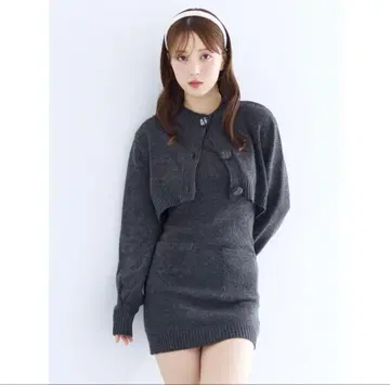 eimy istorie 에이미 로고 버튼 니트 세트 원피스