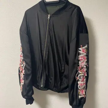 블랙 꽃무늬 자수 스카잔