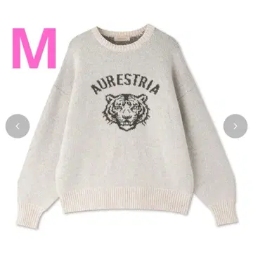 시마무라 MARIE 호랑이 타이거 자카드 니트 풀오버 아이보리 M