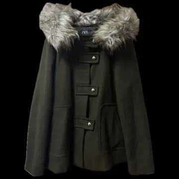 그런지 y2k 모리걸 ZARA 올리브 그린 퍼 코트 XS