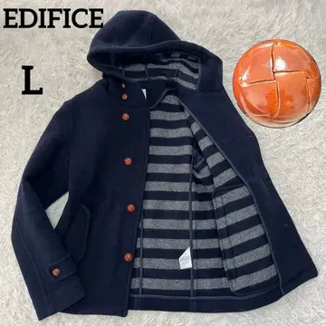 인기 에디피스 마린 코트 싸개 버튼 L 네이비 보더 안감 울