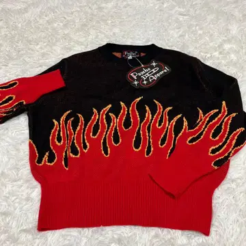 Psycho Apparel 불꽃 디자인 니트 스웨터 LL