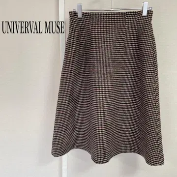 UNIVERVAL MUSE 하운드투스 체크 패턴 A라인 스커트
