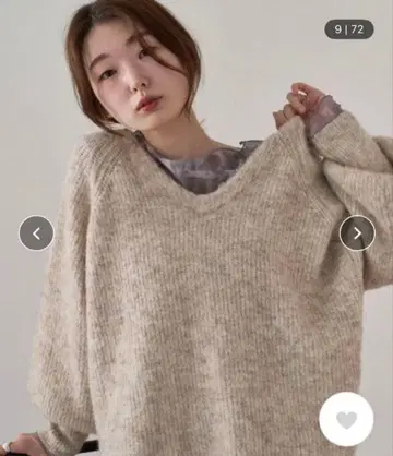 멜란지 V넥 니트 풀오버